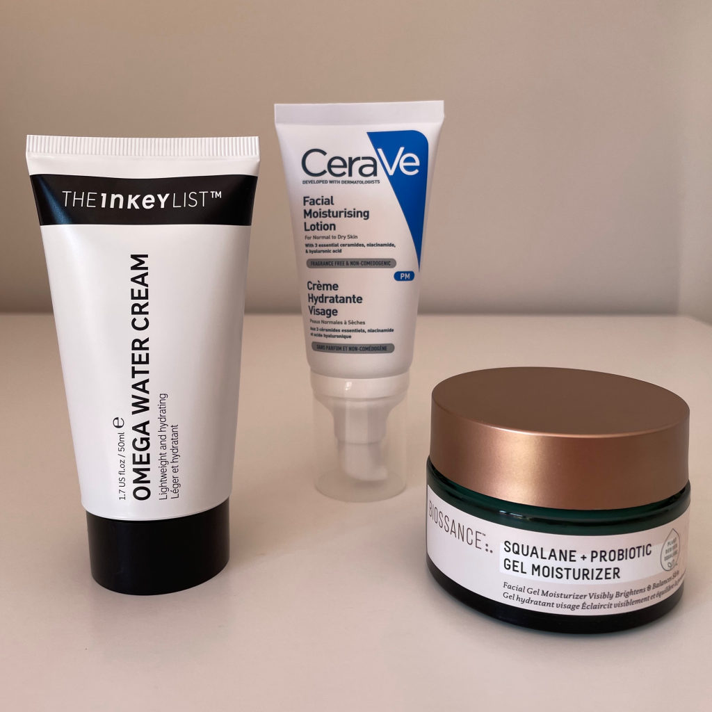 Photograph of the three moisturizers analyzed in the article.